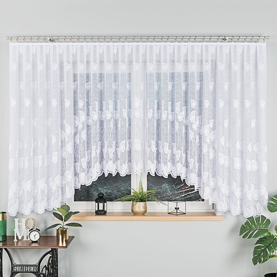 Dekorační krátká vzorovaná záclona na žabky NORA 160 bílá 600x160 cm MyBestHome