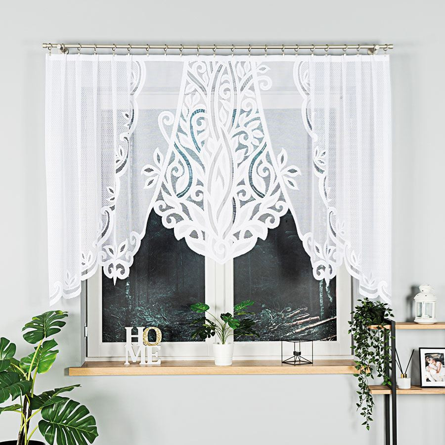 Dekorační oblouková krátká záclona na žabky POLA 130 bílá 275x130 cm MyBestHome
