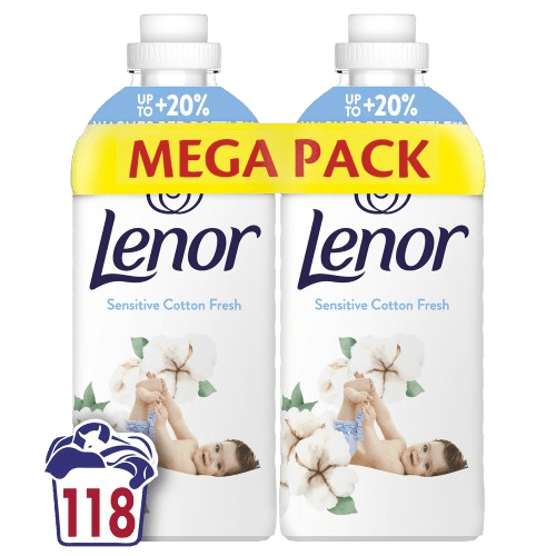 LENOR Aviváž, Sensitive Cotton Fresh, 118 praní, 2 x 1239 ml