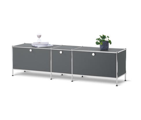 Tchibo - Nízká skříňka CN3 se 3 výklopnými dvířky - barva: šedá