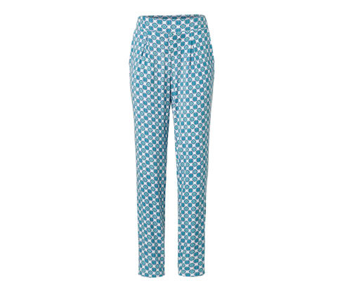Tchibo - Žerzejové kalhoty s celoplošným potiskem - pro ženy - vel. S 36/38 - barva: modrá/s potiskem