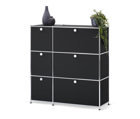 Tchibo - Komoda CN3 se 6 výklopnými dvířky - barva: černá