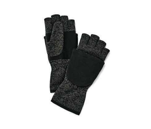 Tchibo - Odklápěcí palčáky z pleteného fleecu - pro ženy - vel. 6,5 - barva: černá