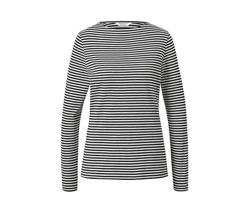 Tchibo - Pruhované triko s dlouhým rukávem - pro ženy - vel. S 36/38 - barva: černá/s proužky
