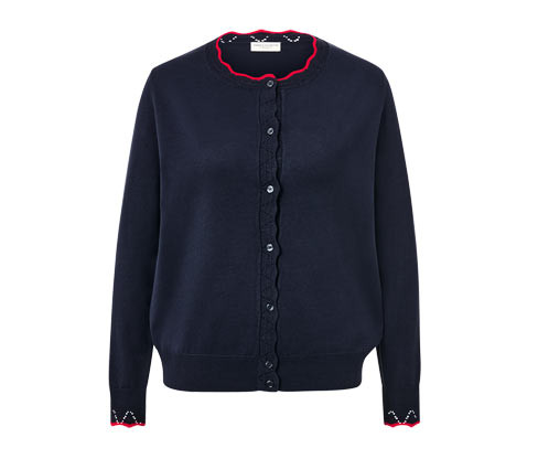 Tchibo - Svetr z jemného úpletu se zvlněným okrajem - pro ženy - vel. S 36/38 - barva: modrá