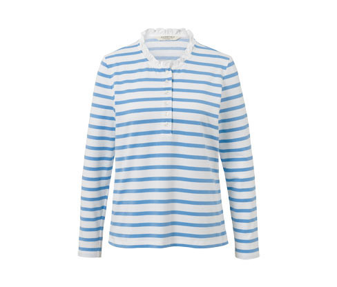 Tchibo - Tričko s dlouhým rukávem a volánky - pro ženy - vel. XS 32/34 - barva: modrá