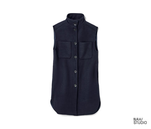 Kabátová vesta Nah/Studio - recyklovaná vlna - vel. 34 - barva: modrá