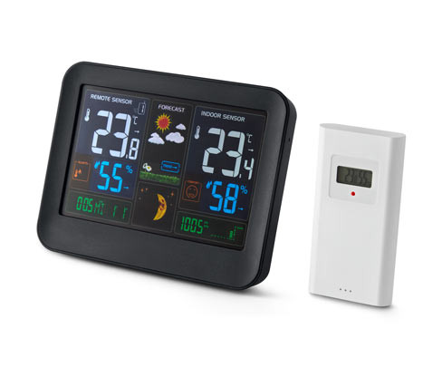 Tchibo - Meteostanice s barevným LC displejem - barva: černá