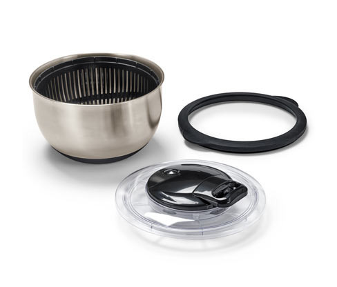 Tchibo - Odstředivka na salát z ušlechtilé oceli s víkem - barva: černá