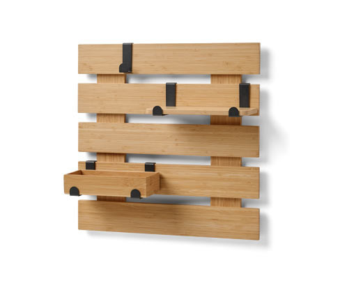 Tchibo - Nástěnný regál s flexibilními háčky a policí - barva: hnědá
