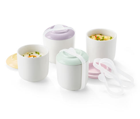 Tchibo - Porcelánové hrnky na přípravu vajec ve vodní lázni - barva: bílá