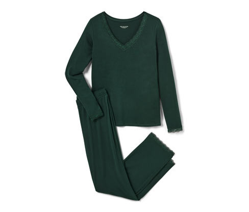 Tchibo - Pyžamo s krajkovým lemováním - pro ženy - vel. S 36/38 - barva: zelená