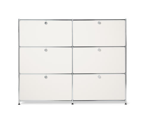 Tchibo - Kovová komoda CN3 s 6 výklopnými dvířky - barva: bílá