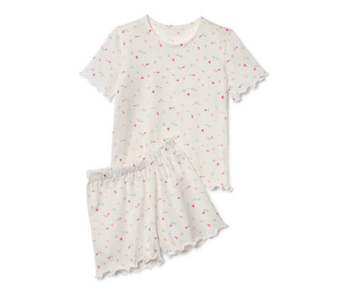 Tchibo - Dětské krátké pyžamo - pro dívky - vel. 86/92 - barva: bílá/s potiskem