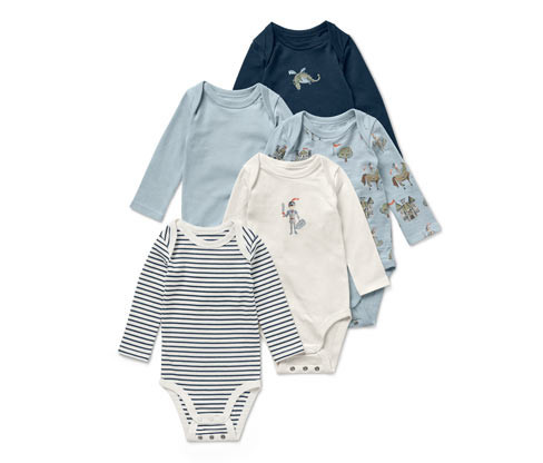 Tchibo - Body s dlouhým rukávem pro miminka - pro miminko - vel. 50/56 - barva: modrá/s potiskem