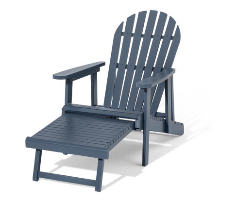 Tchibo - Jednomístné relaxační křeslo Adirondack s výsuvnou podnožkou - barva: modrá