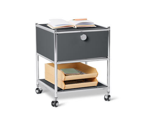 Tchibo - Kovový odkládací stolek se zásuvkou »Cn3« - barva: šedá