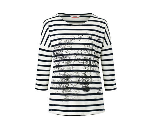 Tchibo - Proužkované triko s 3/4 rukávem - pro ženy - vel. S 36/38 - barva: modrá/s proužky