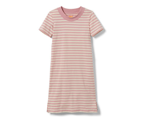 Tchibo - Dívčí žerzejové šaty - vel. 122/128 - barva: béžová/s proužky