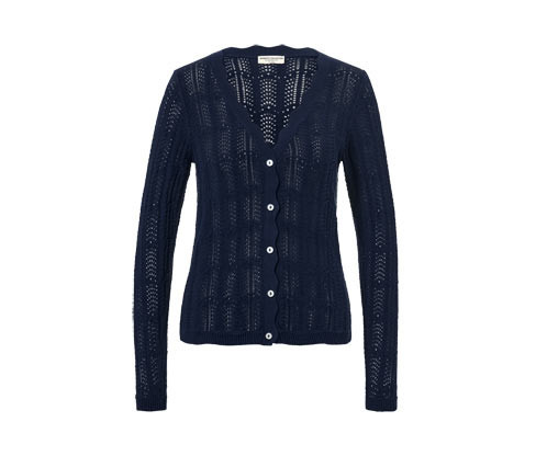 Tchibo - Pletený svetr s ažurovým vzorem - pro ženy - vel. S 36/38 - barva: modrá