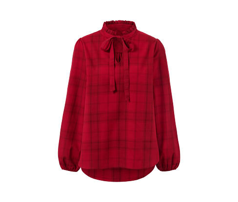 Tchibo - Kostkovaná halenka s vázankou - pro ženy - vel. 36 - barva: červená/kostkovaný