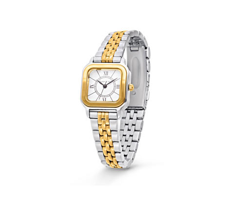 Tchibo - Dvoubarevné dámské hodinky z ušlechtilé oceli - barva: bílá