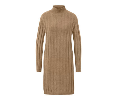 Tchibo - Šaty z žebrovaného úpletu se stojáčkem - pro ženy - vel. S 36/38 - barva: béžová