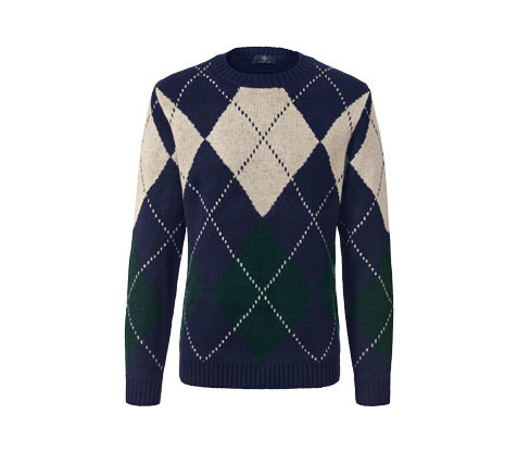 Tchibo - Pletený svetr přes hlavu - pro muže - vel. S 44/46 - barva: modrá/žakár