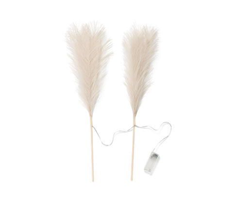 Tchibo - Dekorativní větvičky s LED »Pampová tráva« - barva: bílá