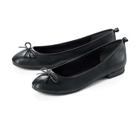 Tchibo - Kožené baleríny - pro ženy - vel. 37 - barva: černá