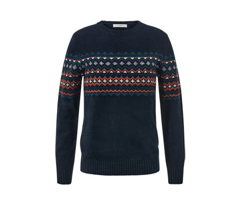 Tchibo - Pletený svetr - pro muže - vel. S 44/46 - barva: modrá/s potiskem