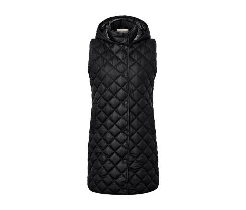 Tchibo - Dlouhá prošívaná vesta s kapucí - pro ženy - vel. 36 - barva: černá