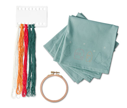 Tchibo - Sada na vyšívání ubrousků - barva: zelená