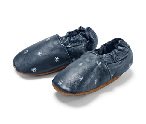 Tchibo - Dětské kožené botičky - vel. 17-18 - barva: modrá/s potiskem