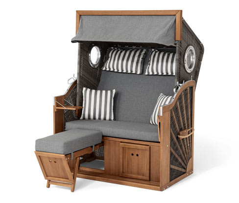 Tchibo - Prémiový plážový koš XL se 2 výklopnými stolky - barva: šedá