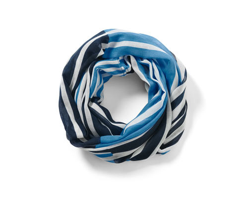 Tchibo - Pruhovaná kruhová šála - barva: modrá