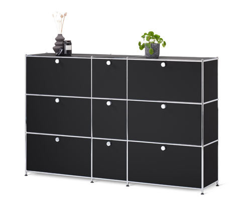 Tchibo - Komoda CN3 s 9 výklopnými dvířky - barva: černá