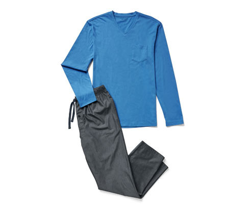 Tchibo - Pyžamo s tkanými kalhotami - pro muže - vel. S 44/46 - barva: modrá