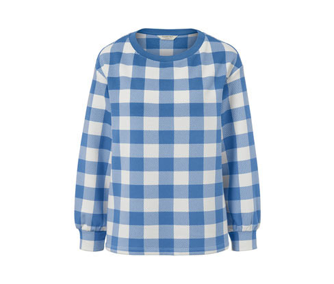 Tchibo - Kostkovaná mikina - pro ženy - vel. XS 32/34 - barva: modrá/kostkovaný
