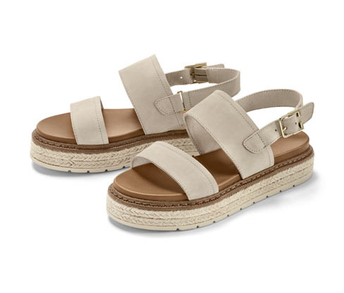 Tchibo - Kožené sandály na platformě - pro ženy - vel. 37 - barva: béžová