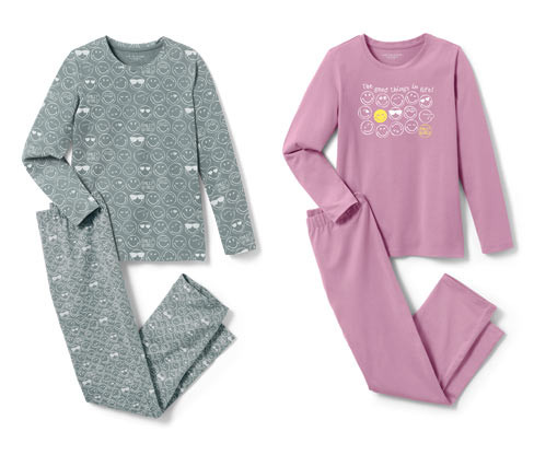 Tchibo - Dětská pyžama »Smiley« - pro dívky - vel. 122/128 - barva: zelená/s potiskem