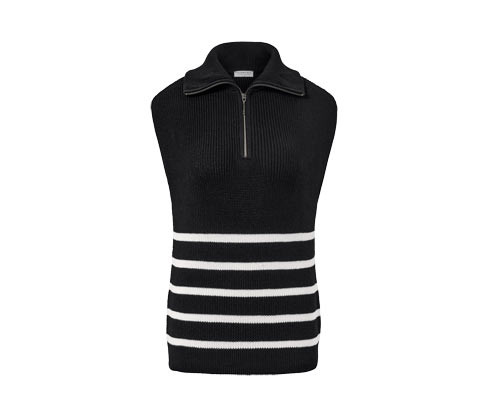 Tchibo - Svetr troyer bez rukávů - pro ženy - vel. XS 32/34 - barva: černá/s proužky