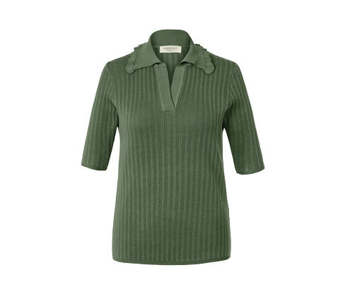 Tchibo - Svetr s krátkými rukávy ze žebrovaného úpletu - pro ženy - vel. XS 32/34 - barva: zelená