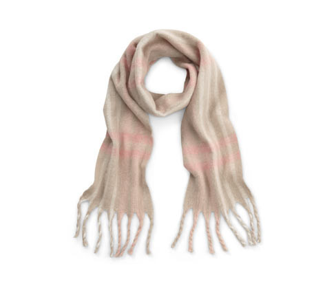 Tchibo - Kostkovaná tkaná šála - barva: béžová