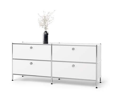 Tchibo - Nízká kovová skříňka »Cn3« se 4 zásuvkami - barva: bílá