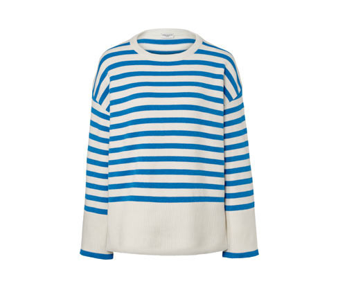 Tchibo - Pruhovaný pletený svetr - pro ženy - vel. S 36/38 - barva: modrá/s proužky
