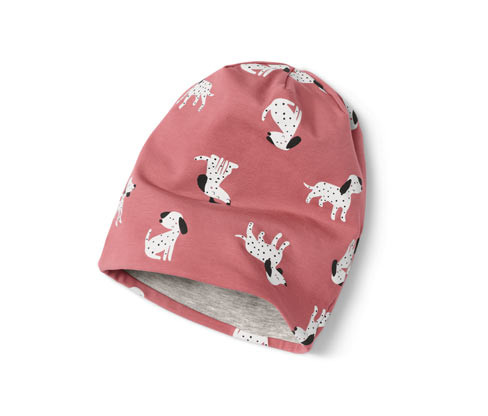 Tchibo - Dětská oboustranná čepice - pro ženy - vel. 49-52 cm - barva: šedá/s potiskem