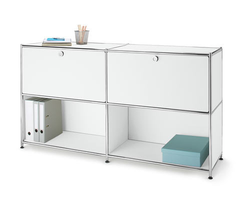 Tchibo - Kovová odkládací skříňka CN3 s přemístitelnými výklopnými dvířky - barva: bílá