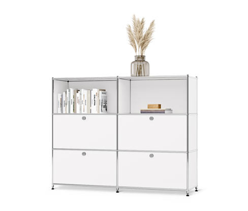 Tchibo - Kovová komoda CN3 s přemístitelnými výklopnými dvířky - barva: bílá