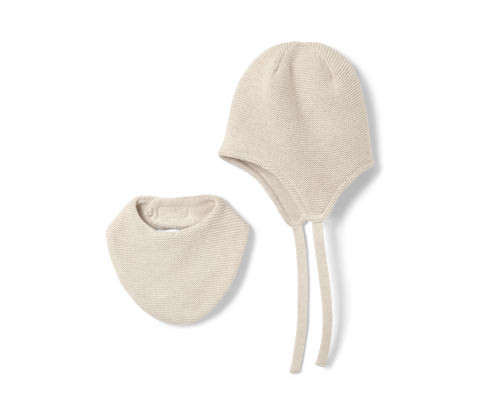 Tchibo - Pletená čepice a šála pro miminka - pro ženy - vel. 49-52 cm - barva: béžová